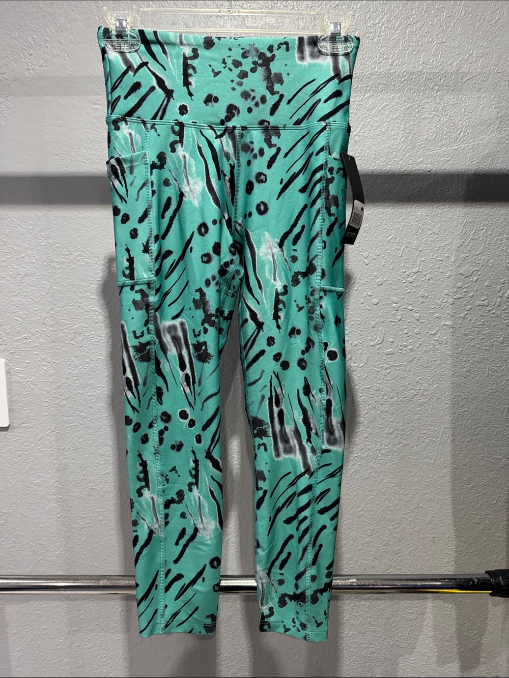 Bally Teal Animal-Print Leggings with Black & White Accents